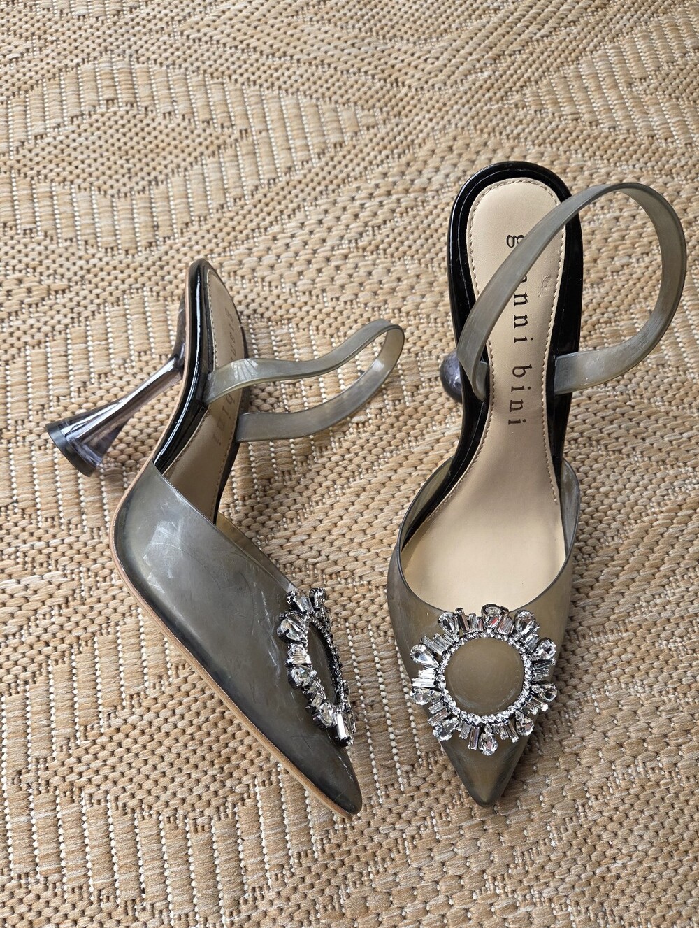 Gianni Bini  Pointed Slingback Heels with Crystal Embellishment